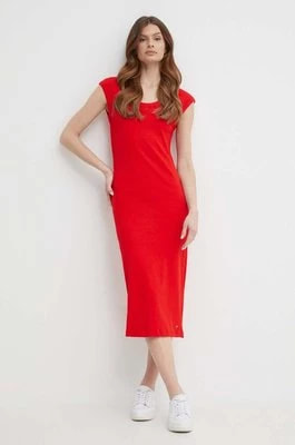 Zdjęcie produktu Tommy Hilfiger sukienka kolor czerwony midi dopasowana WW0WW41273