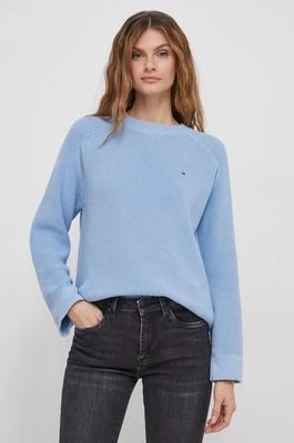 Zdjęcie produktu Tommy Hilfiger sweter bawełniany kolor niebieski ciepły WW0WW40751