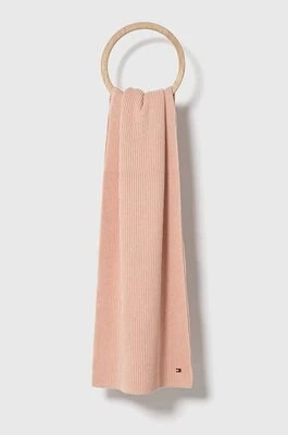 Zdjęcie produktu Tommy Hilfiger szalik z domieszką kaszmiru kolor różowy gładki
