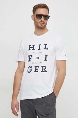 Zdjęcie produktu Tommy Hilfiger t-shirt bawełniany męski kolor biały z nadrukiem MW0MW33690
