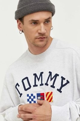 Zdjęcie produktu Tommy Jeans bluza bawełniana męska kolor szary melanżowa
