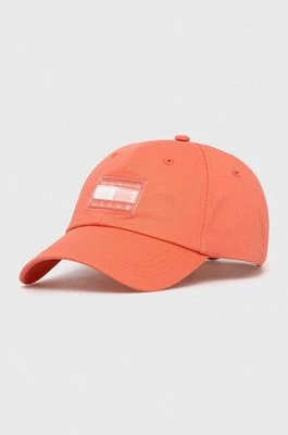 Zdjęcie produktu Tommy Jeans czapka z daszkiem bawełniana kolor pomarańczowy wzorzysta