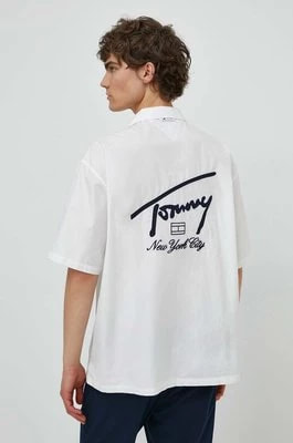 Zdjęcie produktu Tommy Jeans koszula bawełniana męska kolor biały relaxed DM0DM19139