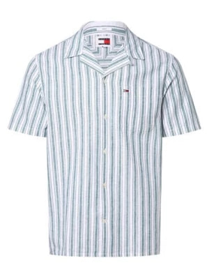Zdjęcie produktu Tommy Jeans Koszula męska z zawartością lnu Mężczyźni Regular Fit Bawełna niebieski|biały w paski,