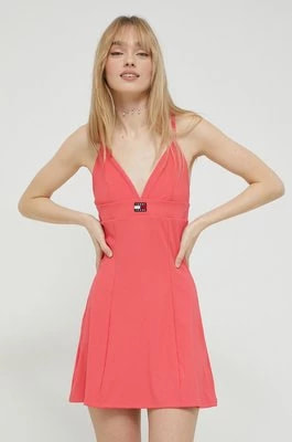 Zdjęcie produktu Tommy Jeans sukienka kolor różowy mini rozkloszowana