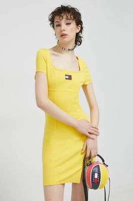 Zdjęcie produktu Tommy Jeans sukienka kolor żółty mini prosta