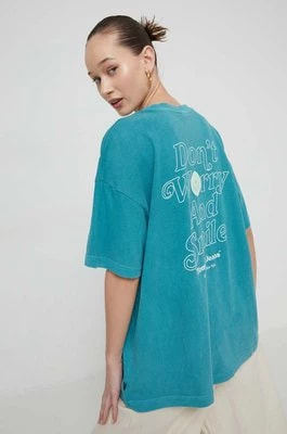 Zdjęcie produktu Tommy Jeans t-shirt bawełniany damski kolor zielony DW0DW17814