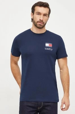 Zdjęcie produktu Tommy Jeans t-shirt bawełniany męski kolor granatowy z nadrukiem DM0DM18263