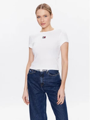 Zdjęcie produktu Tommy Jeans T-Shirt Tjw Bby Rib Xs Badge DW0DW15641 Biały Slim Fit