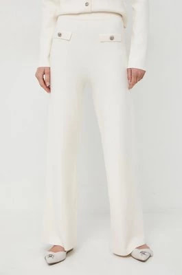 Zdjęcie produktu Twinset spodnie damskie kolor beżowy dzwony high waist