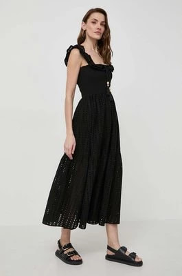 Zdjęcie produktu Twinset sukienka bawełniana kolor czarny midi rozkloszowana