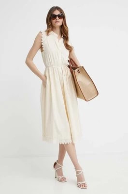 Zdjęcie produktu Twinset sukienka kolor beżowy midi rozkloszowana