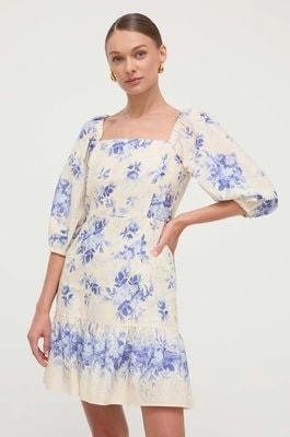 Zdjęcie produktu Twinset sukienka lniana kolor niebieski mini rozkloszowana