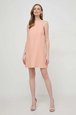 Zdjęcie produktu Twinset sukienka z domieszką lnu kolor pomarańczowy mini rozkloszowana