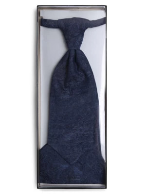 Zdjęcie produktu Tziacco Męski plastron i poszetka z dodatkiem jedwabiu Mężczyźni Regular Fit Bawełna niebieski wypukły wzór tkaniny,