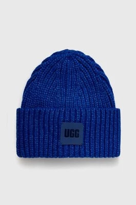 Zdjęcie produktu UGG czapka z domieszką wełny kolor niebieski z grubej dzianiny