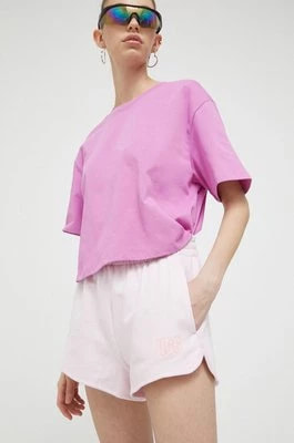 Zdjęcie produktu UGG szorty bawełniane kolor różowy gładkie high waist