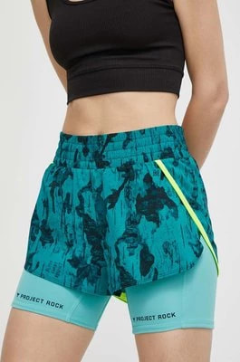 Zdjęcie produktu Under Armour szorty treningowe Project Rock kolor zielony wzorzyste medium waist