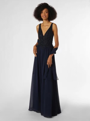 Zdjęcie produktu Unique Damska sukienka wieczorowa z etolą Kobiety Sztuczne włókno niebieski jednolity,