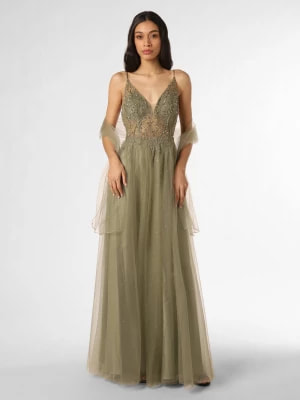 Zdjęcie produktu Unique Damska sukienka wieczorowa z etolą Kobiety Sztuczne włókno zielony jednolity,