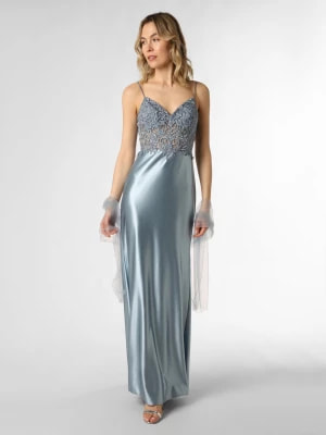 Zdjęcie produktu Unique Damska sukienka wieczorowa ze stułą Kobiety Dzianina niebieski jednolity,