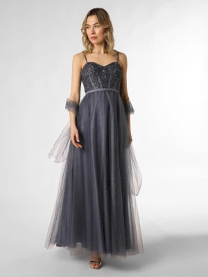 Zdjęcie produktu Unique Damska sukienka wieczorowa ze stułą Kobiety niebieski|szary jednolity,