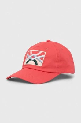 Zdjęcie produktu United Colors of Benetton czapka z daszkiem bawełniana kolor różowy z aplikacją