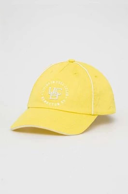 Zdjęcie produktu United Colors of Benetton czapka z daszkiem bawełniana kolor żółty z aplikacją