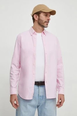 Zdjęcie produktu United Colors of Benetton koszula bawełniana męska kolor różowy regular z kołnierzykiem button-down