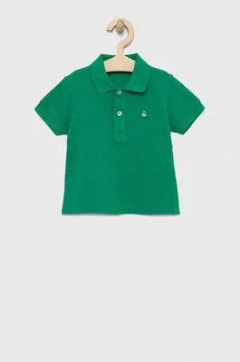 Zdjęcie produktu United Colors of Benetton polo bawełniane dziecięce kolor zielony gładki