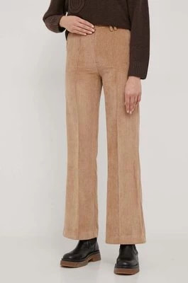 Zdjęcie produktu United Colors of Benetton spodnie sztruksowe kolor brązowy szerokie high waist