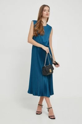 Zdjęcie produktu United Colors of Benetton sukienka kolor niebieski midi rozkloszowana