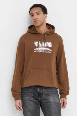 Zdjęcie produktu Vans bluza bawełniana męska kolor brązowy z kapturem z nadrukiem