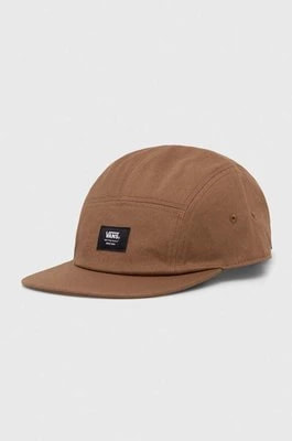Zdjęcie produktu Vans czapka z daszkiem bawełniana kolor brązowy z aplikacją