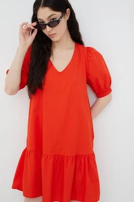 Zdjęcie produktu Vero Moda sukienka bawełniana kolor czerwony mini rozkloszowana