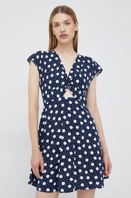 Zdjęcie produktu Vero Moda sukienka z domieszką lnu kolor granatowy mini rozkloszowana