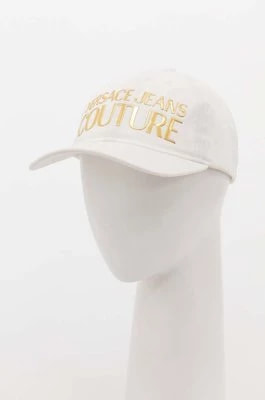 Zdjęcie produktu Versace Jeans Couture czapka z daszkiem bawełniana kolor biały z aplikacją 76HAZK32 ZG207