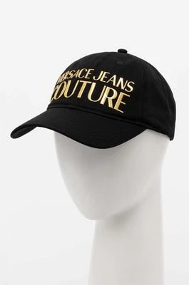 Zdjęcie produktu Versace Jeans Couture czapka z daszkiem bawełniana kolor czarny z aplikacją 76HAZK32 ZG207