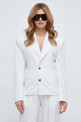 Zdjęcie produktu Versace Jeans Couture marynarka kolor biały jednorzędowa wzorzysta 76HAQ700 N0335