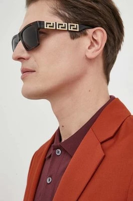 Zdjęcie produktu Versace okulary przeciwsłoneczne męskie kolor brązowy