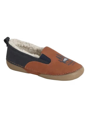 Zdjęcie produktu vertbaudet Skórzane slippersy w kolorze jasnobrązowym rozmiar: 35