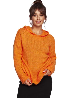 Zdjęcie produktu Wełniany sweter z kapturem pomarańczowy BE Knit