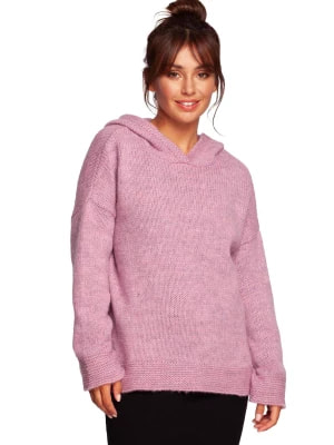 Zdjęcie produktu Wełniany sweter z kapturem różowy BE Knit