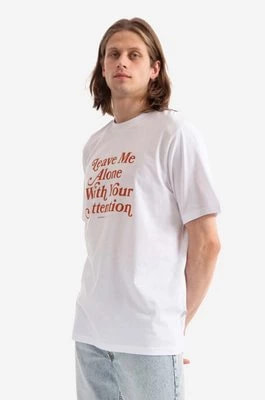 Zdjęcie produktu Wood Wood t-shirt bawełniany Bobby Leave Me Alone kolor biały z nadrukiem 50025702.2489-WHITE