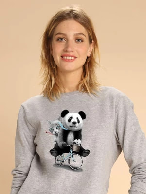 Zdjęcie produktu WOOOP Bluza "Panda Bicycle" w kolorze szarym rozmiar: M