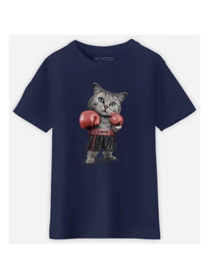 Zdjęcie produktu WOOOP Koszulka "Boxing cat" w kolorze granatowym rozmiar: 92