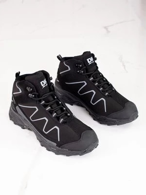 Zdjęcie produktu Wysokie sznurowane buty trekkingowe męskie DK czarno-szare