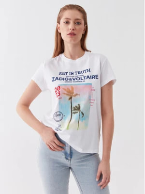 Zdjęcie produktu Zadig&Voltaire T-Shirt Zoe Photoprint Palmier JWTS01516 Biały Regular Fit