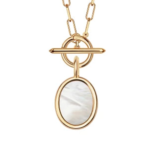 Zdjęcie produktu Zawieszka srebrna pozłacana z masą perłową - Medaliony Medaliony - Biżuteria YES