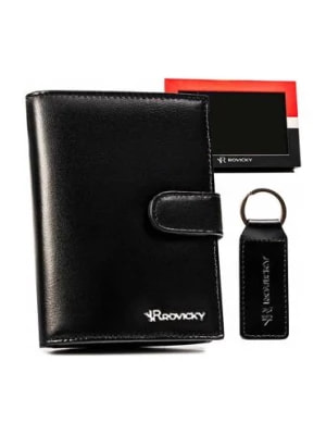 Zdjęcie produktu Zestaw prezentowy: elegancki, skórzany portfel męski i brelok - Rovicky